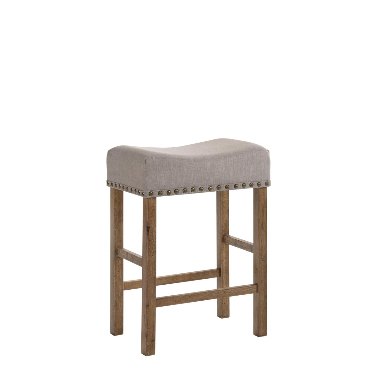 Crown II Tan Linen & Weathered Oak Finish Counter Height Stool (Set of 2)
