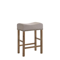 Crown II Tan Linen & Weathered Oak Finish Counter Height Stool (Set of 2)