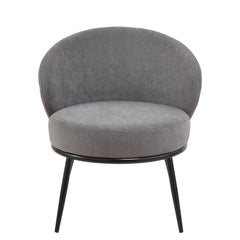 Round Velvet Accent Chair, Mid-Century Modern Upholstered Armchair with Metal Legs, Comfy Barrel Side Chair for Living Room Bedroom