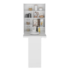 Pluto Table Tacoma, Seven Interior Shelves, White Finish
