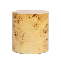 Eden 20" Accent Oval Pillar Side Table, Warm Natural Brown Burl Wood