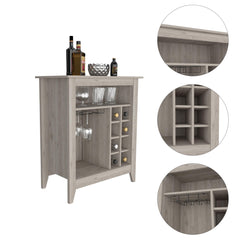 Halo Bar Cabinet, One Open Shelf, Six Built-in Wine Rack, One Drawer -Light Gray