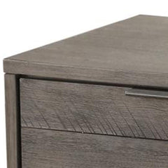 Contemporary Solid Wood Night Stand with Metal Hairpin Legs, Grey