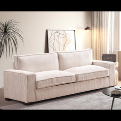 Odysseus Corduroy Sofa with Sleek Design, Spacious and Comfortable 3 Seater Couch for Modern Living Room, Ideal for Entertainment and Cozy Moments, Large, Beige