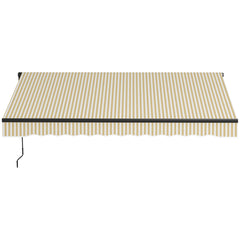12' x 10' Retractable Awning, 280gsm UV Resistant Sunshade Shelter for Deck, Balcony, Yard, Beige and White