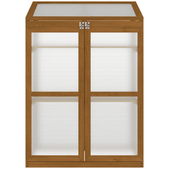 Wooden Cold Frame Greenhouse Small Mini Planter Box, 30" L x 24" W x 44" H, Brown