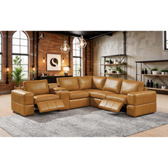 Premium Leather Match Upholstered Large Arms Sectional with Two Recliner Seats