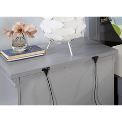 Transitional Style Gray Color Solid wood 1pc Nightstand Only Bedroom Furniture Bedside Table Round Knobs 3-Drawers Nightstand