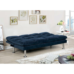 Contemporary Style Futon Bed Microfabric Converted Into Bed With Extra support Leg Primary Living Navy Finish