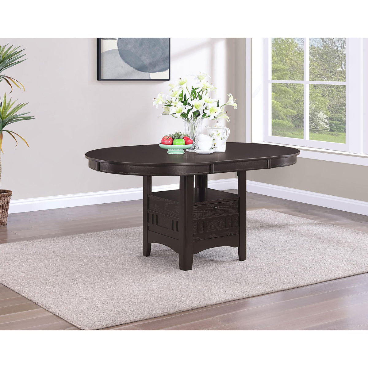 Aeneas Espresso Oval Extension Leaf Dining Table