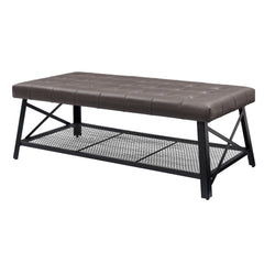 Tufted Faux Leather Like Upholstered Coffee Table