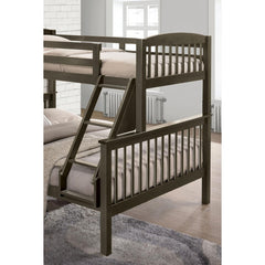 Quasar Twin Full Bed With Slat Design And Angled Ladder, Gray