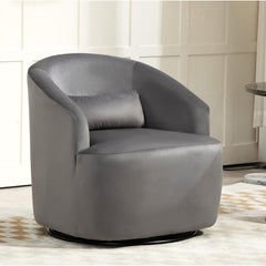 361 Degree Swivel Barrel Accent Chair, Velvet Upholstered Curved Armchair, Fully Assembled Contemporary Leisure Chair for Living Room Bedroom Office