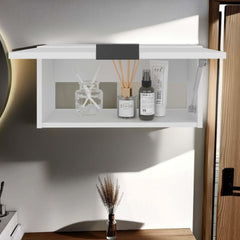 White 1-Shelf Pull-Up Wall Cabinet with Compact Design