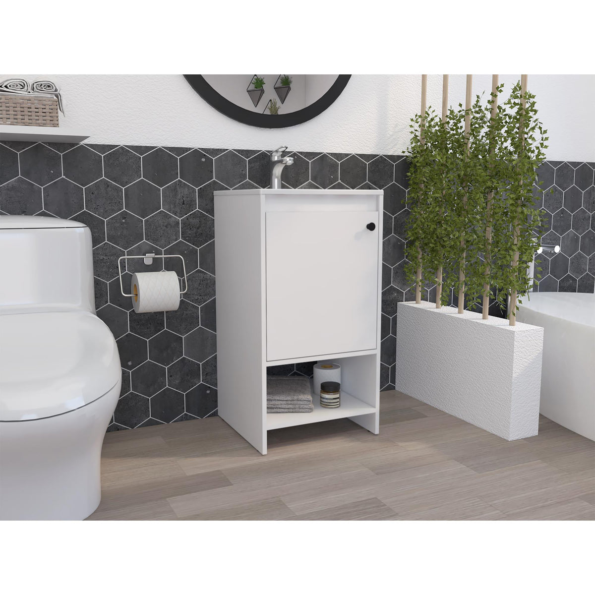 Genesis 1-Shelf Freestanding Vanity Cabinet White