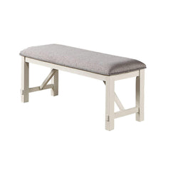 Dining Room Furniture 1x Bench Gray Fabric Cushion Seat White Clean Lines
