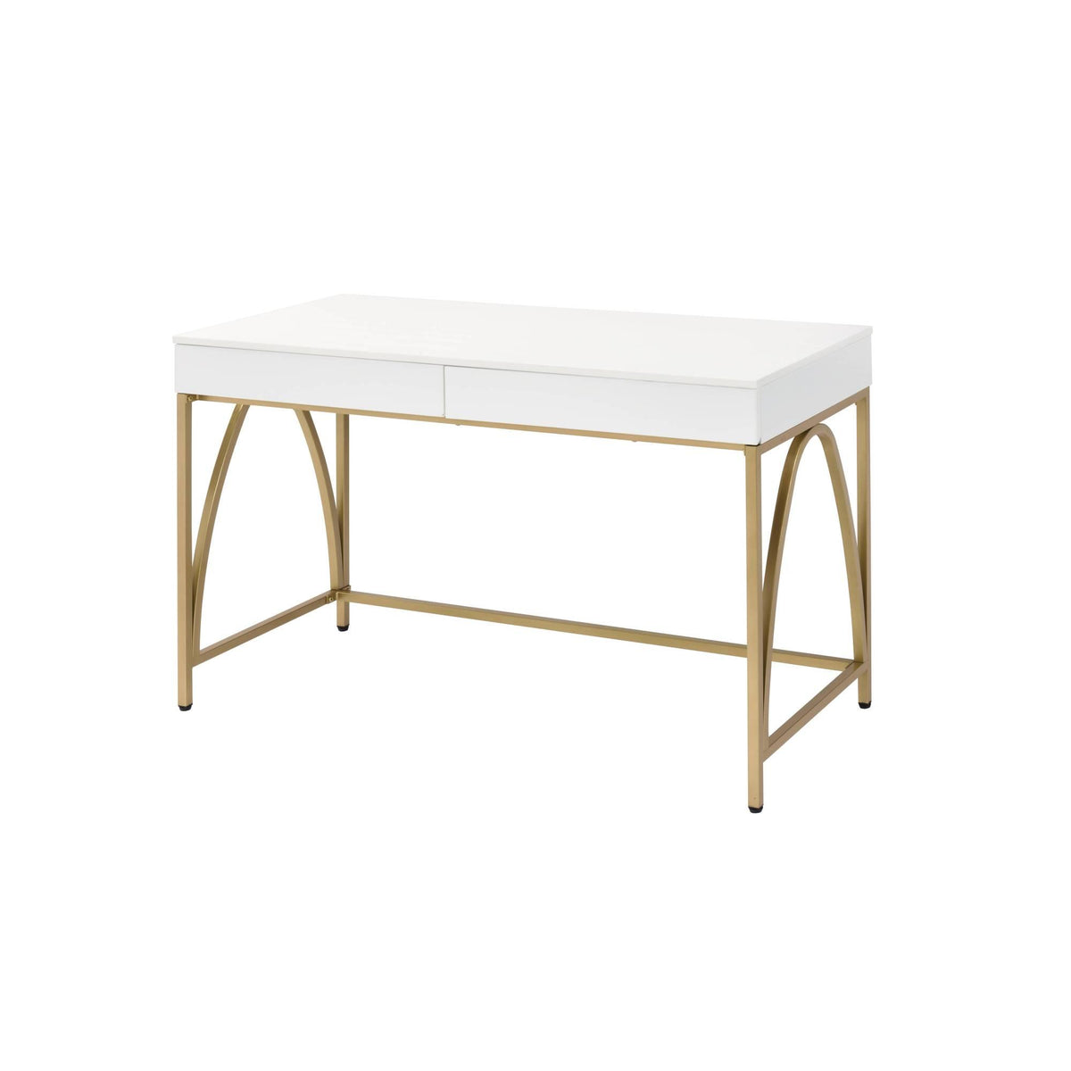 Aurora White High Gloss & Gold Finish Writing Desk