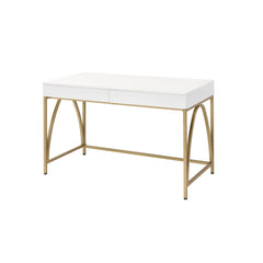 Aurora White High Gloss & Gold Finish Writing Desk