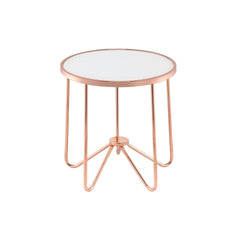 Perseus Frosted Glass & Rose Gold Finish End Table