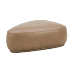 Hermes 44" Rounded Triangle Cocktail Ottoman, Tuscan Tan Brown Top Grain Leather