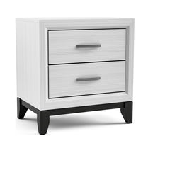 Aura Tone Design 1pc Nightstand Two Drawers Wooden Legs White Finish Bedroom Furniture