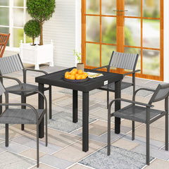Patio Dining Table for 4, Rectangular Aluminum Outdoor Table for Garden Lawn Backyard, Black