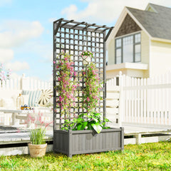 Wood Planter with Trellis for Vine Climbing, Raised Garden Bed, Privacy Screen for Backyard, Patio, Dark Gray