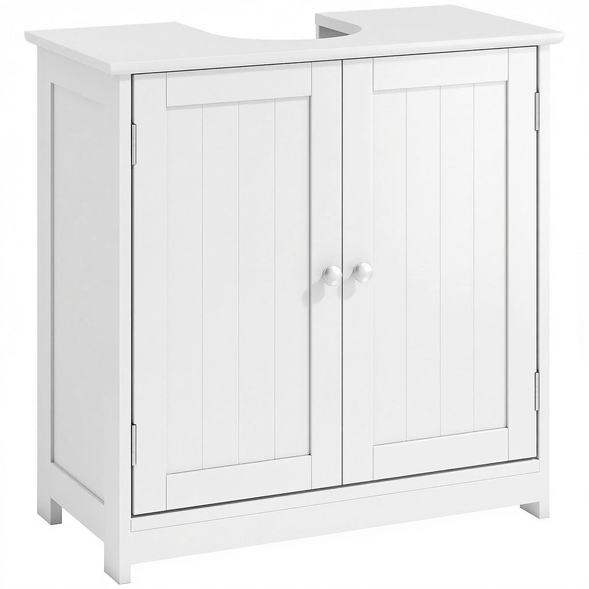Pedestal Sink Storage Cabinet, Bathroom Sink Cabinet with U-Shape Cut-Out and Adjustable Shelf, White