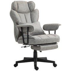 400LBS Big and Tall Office Chair, Massage Office Chair with Footrest, Lumbar Support and Reclining Function, Gray