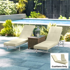 Set of 2 Chaise Lounge Cushion, 4" Thick Outdoor Lounge Chair Cushions with Ties for Patio, 21" x 72 ", Cream White