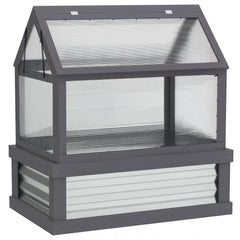 Raised Garden Flower Bed Kit with Greenhouse, Wooden Cold Frame Planter, 35.5" x 22.5" x 38.25", Gray
