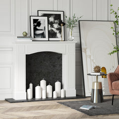 Modern Fireplace Mantel, Surround Mantels for Fireplace with Decorative Pattern Interior Width 29" White