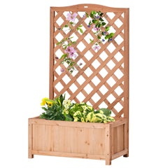 46" Wooden Planter with Trellis, Raised Garden Bed to Grow Vegetables, Herbs, Flowers for Backyard, Patio, Brown