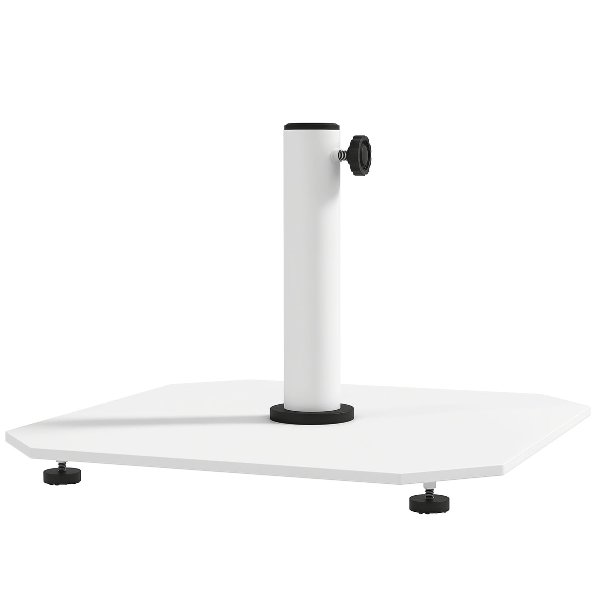 Square Patio Umbrella Base, 41 lbs Metal Umbrella Stand Base with Adjustable Foot Pads, Heavy Duty Patio Umbrella Holder for 1.3"/1.5"/1.9" Umbrella Poles for Outdoor, Lawn, Poolside, White