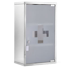 12" x 20" Lockable Medicine Cabinet, 3 Tier Stainless Steel Medical Wall Box with 2 Keys and Shelves for Bathroom