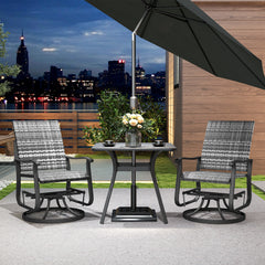 Wicker Rattan Swivel Patio Glider Chair Set of 2, Outdoor Glider Chair with Steel Frame, High Back, Gray