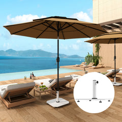 Square Patio Umbrella Base, 41 lbs Metal Umbrella Stand Base with Adjustable Foot Pads, Heavy Duty Patio Umbrella Holder for 1.3"/1.5"/1.9" Umbrella Poles for Outdoor, Lawn, Poolside, White