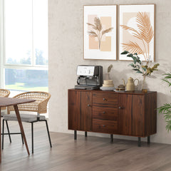 Retro Sideboard with 2 Cabinets 3 Drawers, Buffet Table, Rustic Brown
