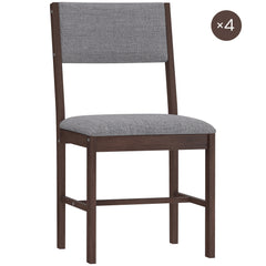 Modern Dining Chairs Set of 4, Linen Fabric Kitchen Chairs with Rubberwood Legs for Dining Room, Living Room, Gray
