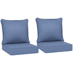 Patio Chair Cushions Set of 2 with Seat & Backrest, Fade Resistant Seat Replacement Cushion Set, Blue
