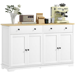 Modern Sideboard, Buffet Cabinet with Storage Drawers, Adjustable Shelves for Living Room, Dining Room, Entryway, White