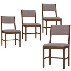 Modern Dining Chairs Set of 4, Linen Fabric Kitchen Chairs with Rubberwood Legs for Dining Room, Living Room, Brown