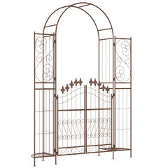 Metal Garden Arbor, Garden Arch with Gate, Planter Shelves for Climbing Vines, Ceremony, Weddings, Party, Garden