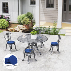 Patio Chair Cushions Set of 4 Round Seat Cushions for Dining Bistro Chairs Machine Washable, 15" x 15" x 3", Navy Blue