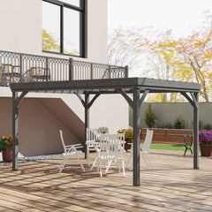 10' x 12' Outdoor Wooden Pergola, Grape Vine Gazebo with Concrete Anchors for Garden, Patio, Backyard, Deck, Gray
