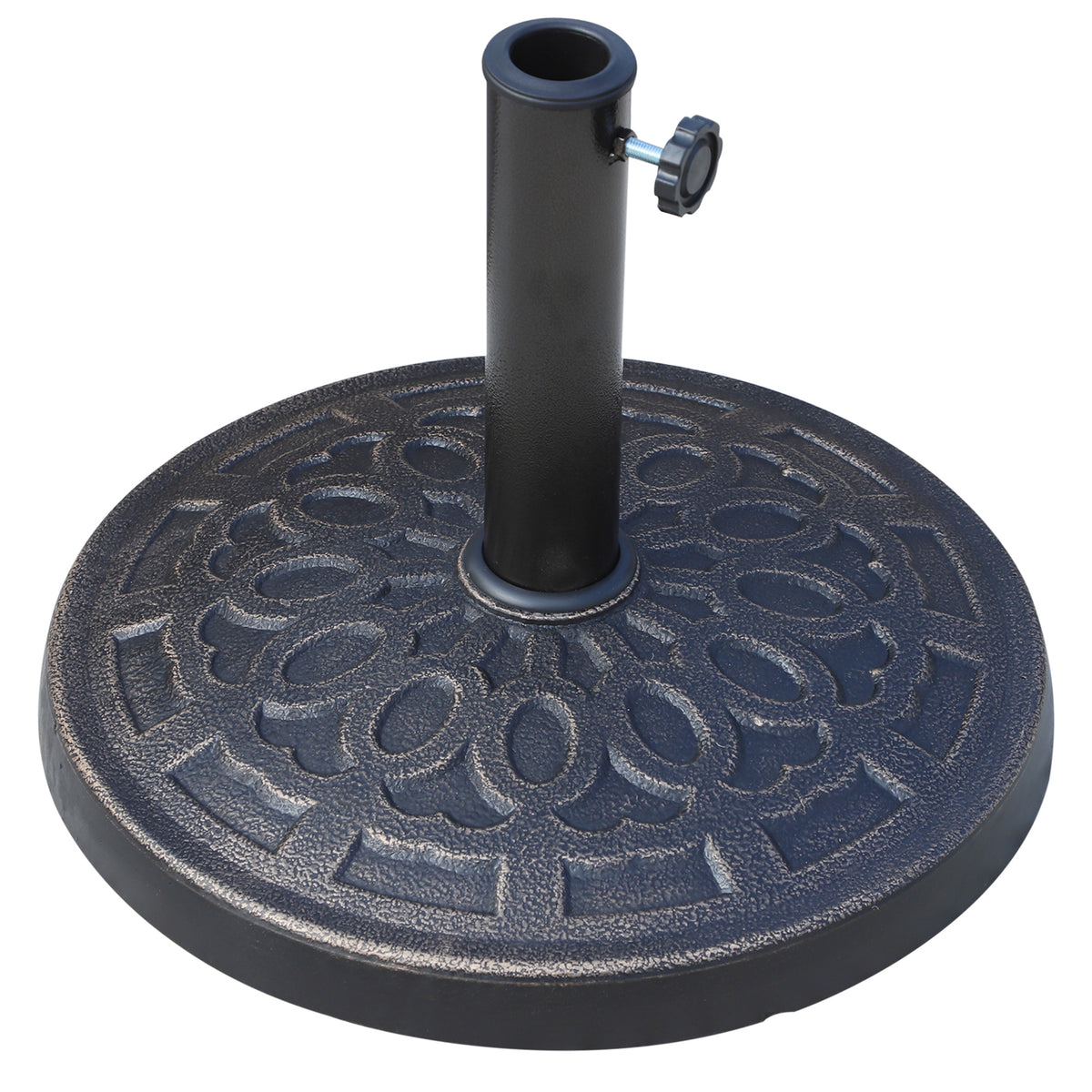 26lbs Heavy Duty Umbrella Base, 17" Umbrella Stand Outdoor Base with Decorative Pattern, for Patio, Outdoor, Swimming Pool, Bronze