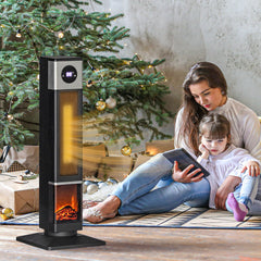 31" Freestanding Electric Heater with Oscillation, Remote Control & 12H Timer for Indoors, 1400W, Black