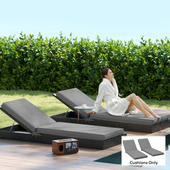 2-Piece Patio Chair Cushions with Backrests, Replacement Cushions for Outdoor Lounge Chair, Gray