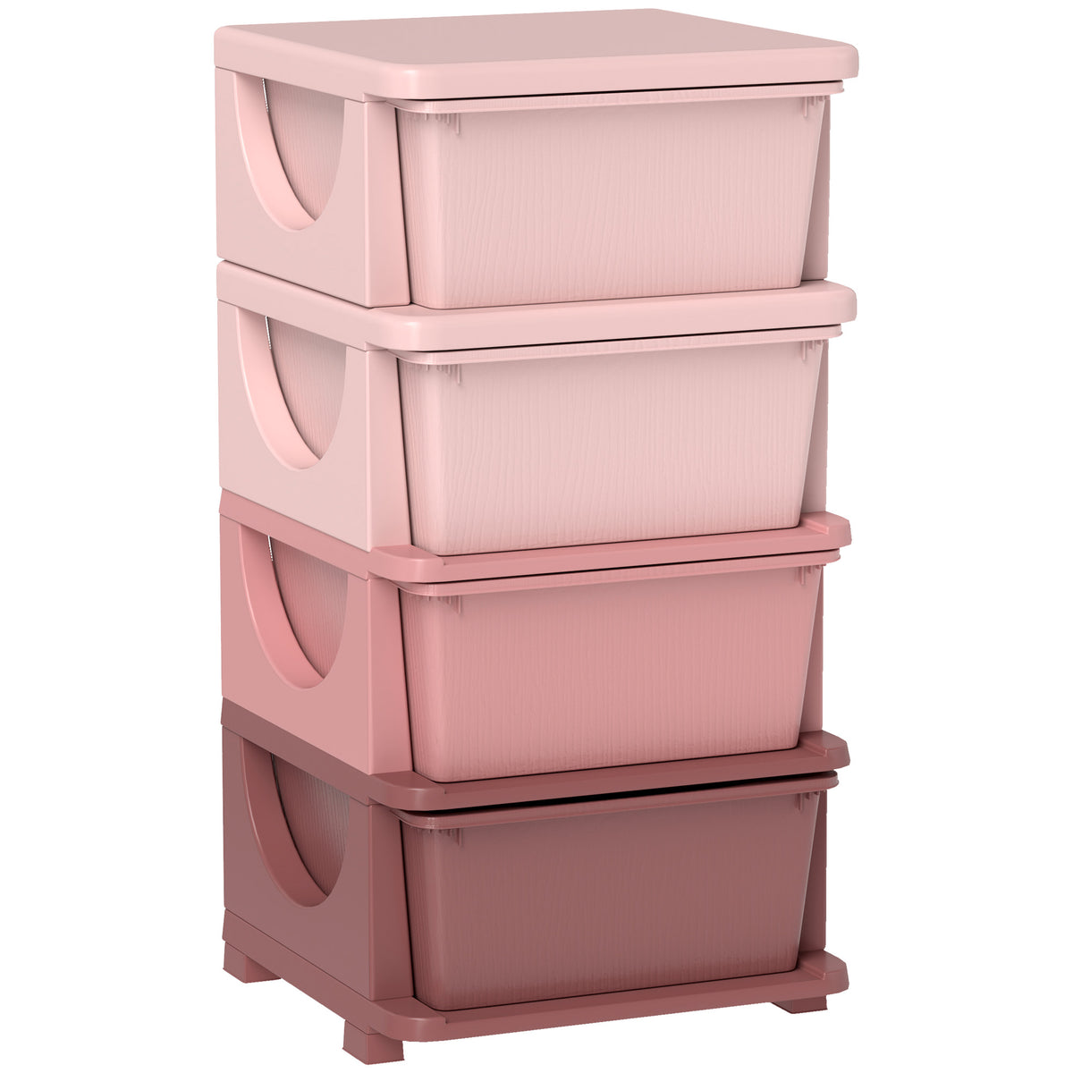 30" 4 Tier Kids Storage Unit Dresser Tower w/ 4 Drawers, Pink