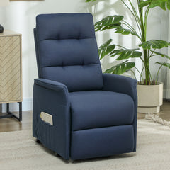 Power Lift Chair for Elderly, Fabric Recliner Sofa with Remote Control, Side Pockets, Quick Assembly, Deep Blue